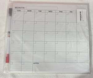 Dry Erase Calendar for Wall, 12-Month Undated